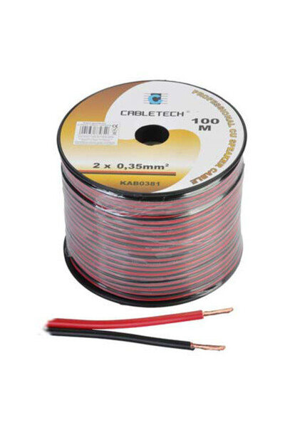 Cabletech CABLU DIFUZOR CUPRU 2X0.35MM ROSU/NEGRU 100M