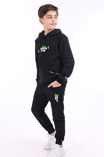 Toontoy Σετ 2 τεμαχίων για αγόρια με στάμπα, τσέπη με κουκούλα, μανίκια ρεγκλ...