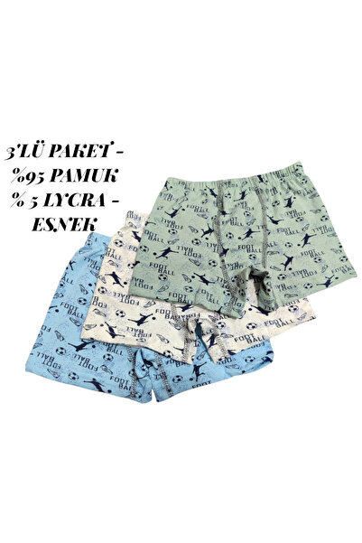 ERDEM KIDS Boys' 3-Pack Lycra Cotton Comfortable Patterned Boxers