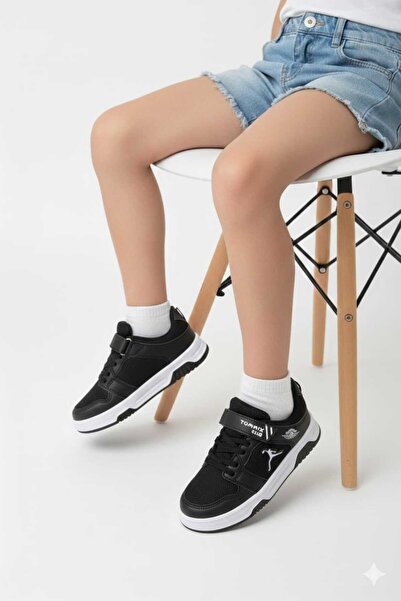 McDark Black and White Children's Orthopedic Velcro and Lace-Up Sports Shoes