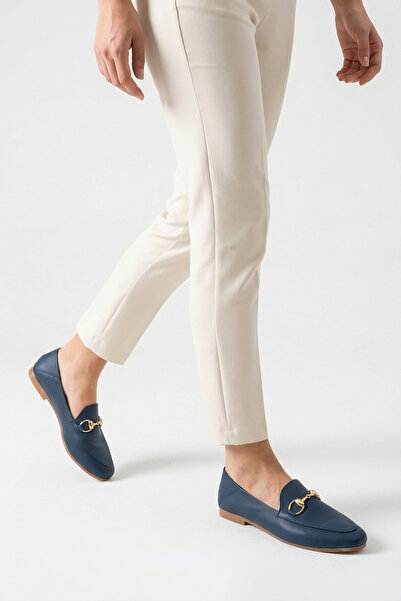 BIG OCEAN Hakiki Deri Ortopedik Babet Tokalı Kadın Ayakkabı