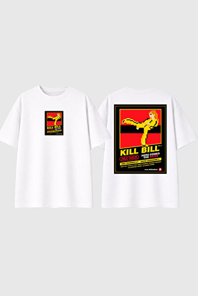 urbvn تي شيرت أبيض كبير الحجم مطبوع بتصميم Kill Bill 2