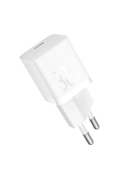 Baseus Type-C Charger, Fast Charging, GaN, 30W + Type-C Cable - Moon White