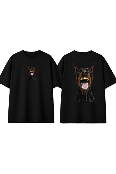 urbvn Gold Teeth Dob Design Printed Black Oversize T-Shirt