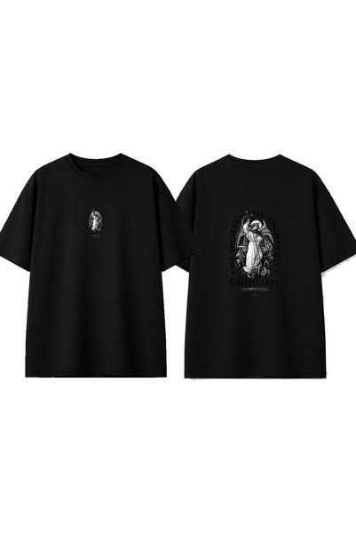 urbvn Μπλουζάκι Carmelite Design με στάμπα, μαύρο, oversized