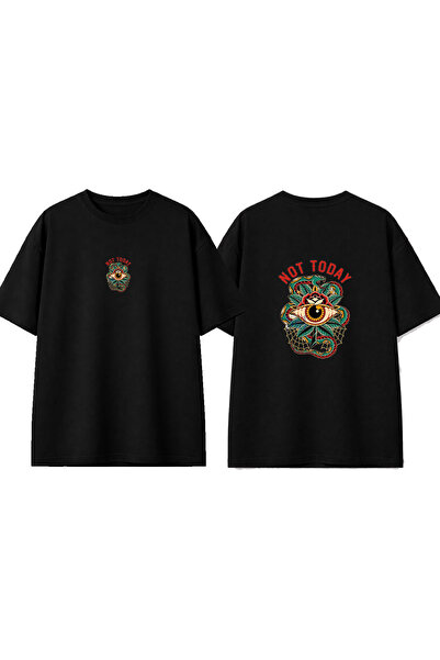 urbvn Μπλουζάκι με στάμπα Not Today Design, μαύρο, oversized