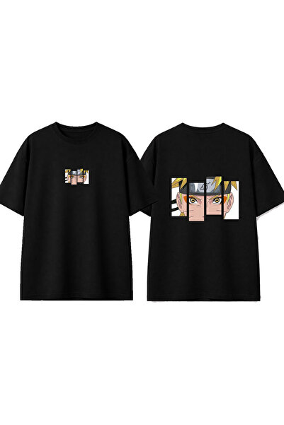 urbvn تي شيرت أسود كبير الحجم مطبوع بتصميم Anime 4