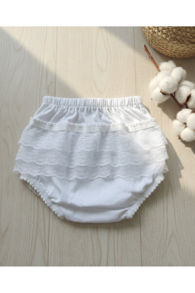 skycott Baby White Lace Panty Skirt |   Cotton Elastic Bloomer