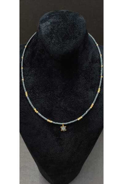 KirLiNova Turtle Figure Detailed Beaded Women's Necklace - Gray