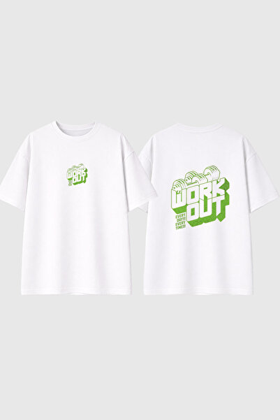 urbvn Tricou oversize alb cu imprimeu Work Out Design