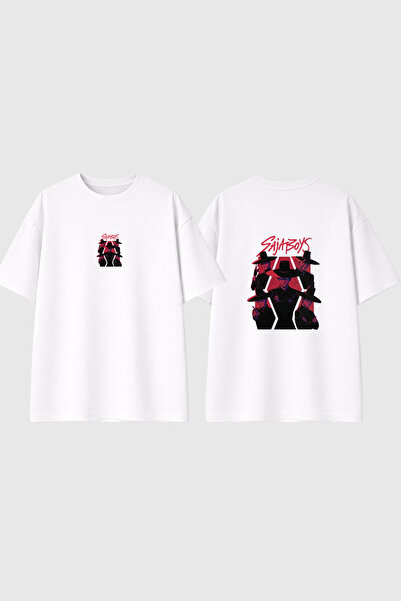 urbvn Saja Boys Design Printed White Oversize T-Shirt