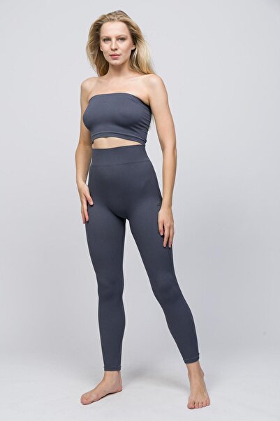 OBJE Women's Navy Blue Black Ribbed Leggings