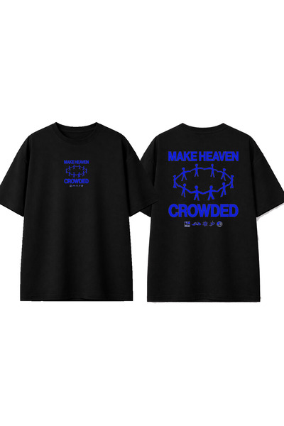 urbvn Tricou negru oversize cu imprimeu Crowded Design