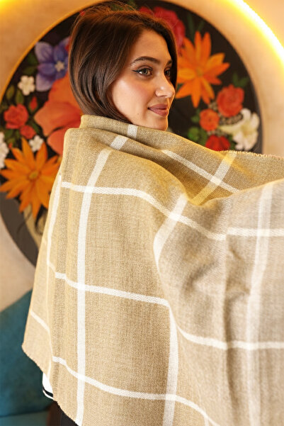 REMSA Square Patterned Scarf Shoulder Shawl 70X180 cm 1210 Beige01