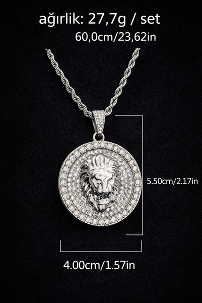 REKS Special Design Steel Necklace with Lion Detail |   Strong Posture & Masculine Style Ideal Gift