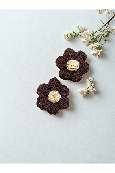 NYUZA Hand Knitted Elastic Daisy Children's Hair Clips, Pack of 2