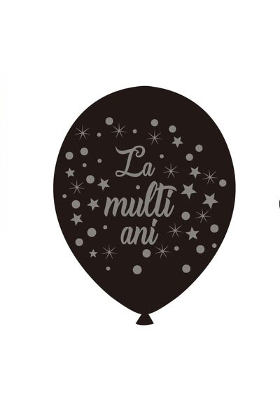 MP Mirific Party Set of 20 balloons, Happy Birthday print, black & silver, 30 cm
