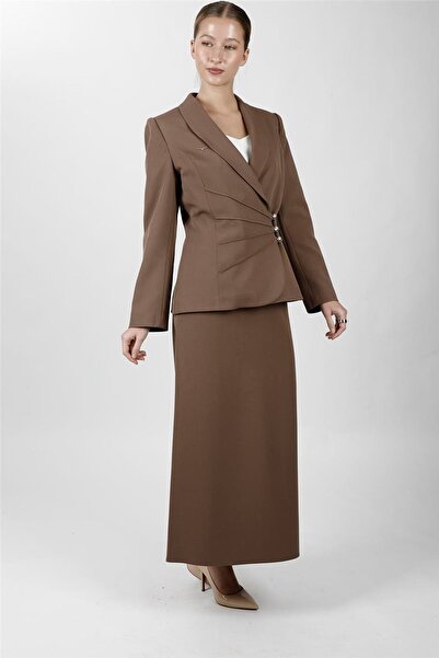 ÖNDER ÖZSOY Shawl Collar Double Breasted Model Jacket & Square Pocket Long Be...