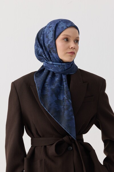 İpekhan Winter Bloom Soft Eşarp 1246 Koyu Mavi