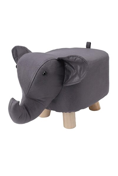 Avaleea Children's Stool, Avaleea, Elephant Model, Solid Wood, Dark Gray, 30x...