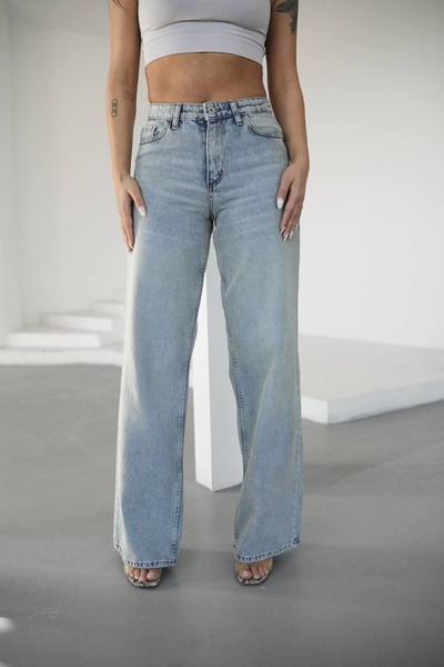 soBasic Women's High Waist Wide Leg, Loose Fit, Straight Fit, Palazzo 100% De...