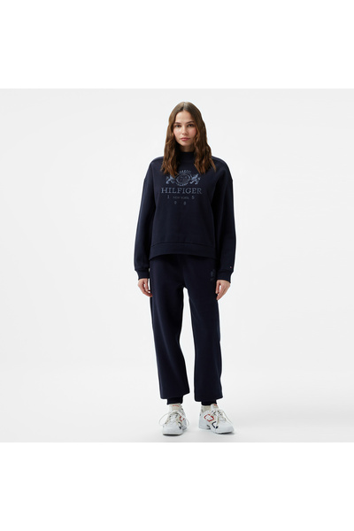 Tommy Hilfiger Varsity Crest Kadın Mavi Eşofman Altı