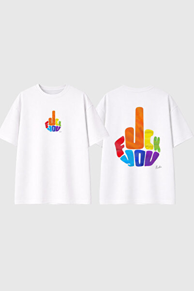 urbvn You1 Design Printed White Oversize T-Shirt