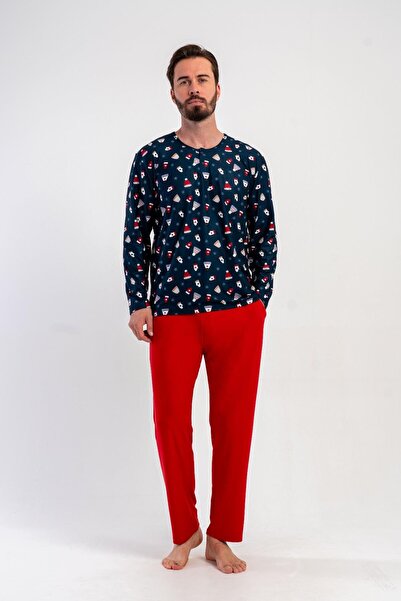 OBJE Men's Red Marla Pajama Bottoms with Pockets