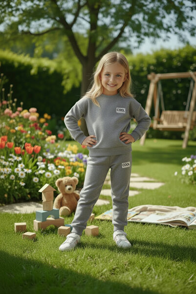 minikiss Set din două piese din bumbac supradimensionat pentru fete