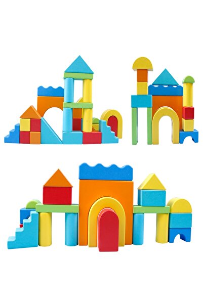 Denn Store Set cuburi de construit din lemn colorat 33 piese — blocuri educat...