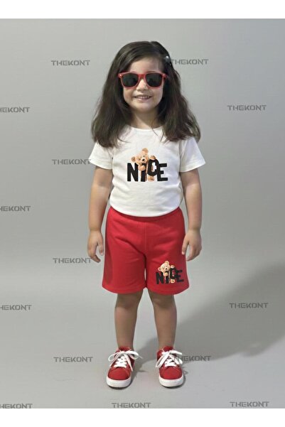 THEKONT Nice Ayi Printed Shorts-T-Shirt Summer Bottom Top Children's Set