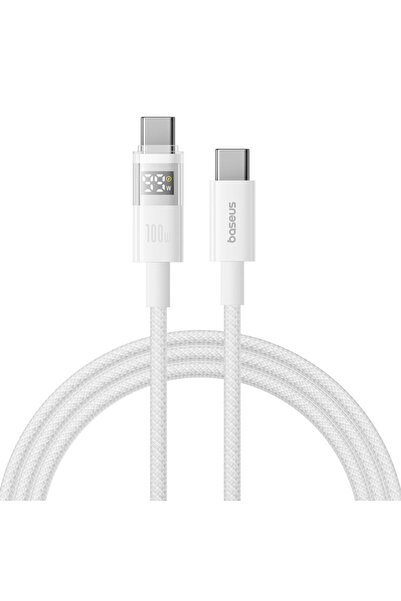 Baseus Type-C Cable with Display, 100W, White