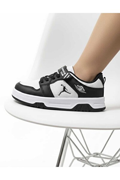 McDark White Black Unisex Children's Orthopedic Velcro and Lace-Up Sports Shoes