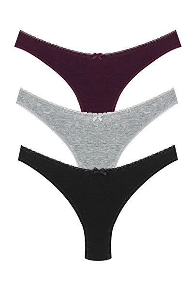 YOYYO 3-Piece Cotton High Waist Brazilian Cut Women's Panties