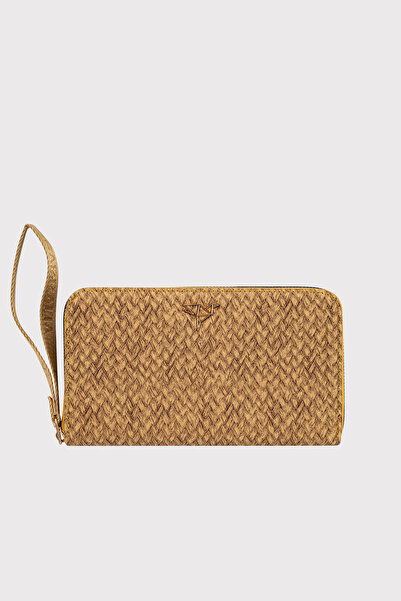 Garbalia Ele Takmalı Straw Weave Pattern Yellow Portfolio Wallet with Plenty ...