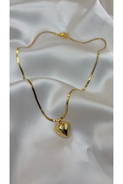 Eylülün Takısı قلادة نسائية على شكل قلب من السلسلة الإيطالية باللون الذهبي