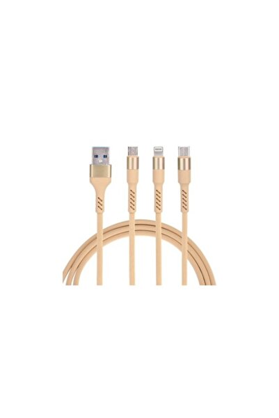 SOHO Cablu 3 în 1 Lightning Micro USB Tip-C, iPhone, Samsung, Galben