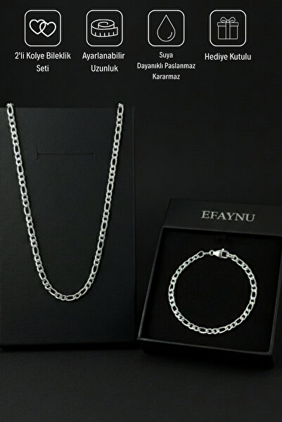 EFAYNU Men's Steel Necklace and Bracelet Set of 2 February 14 Valentine's Day...