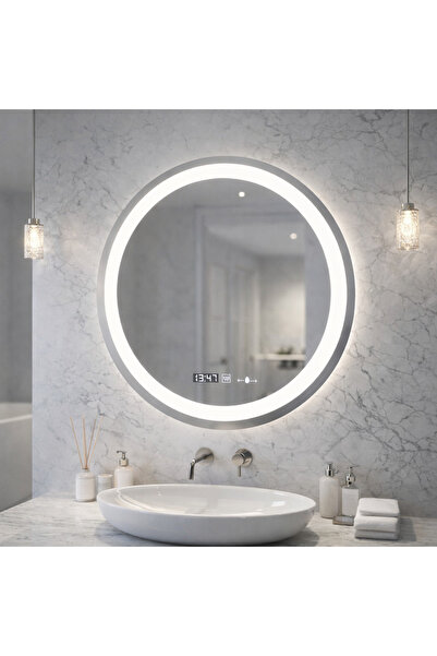 ALC-Shop Round LED Mirror, Diameter 50cm, Celeste MotionGlow Marcello, Defog ...
