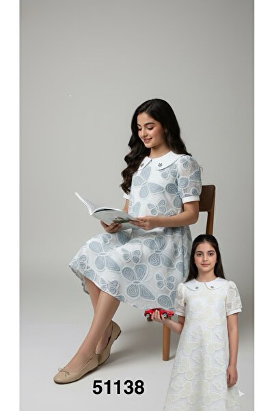 Rawai Roma Girls' floral dress with a white collar for special occasions