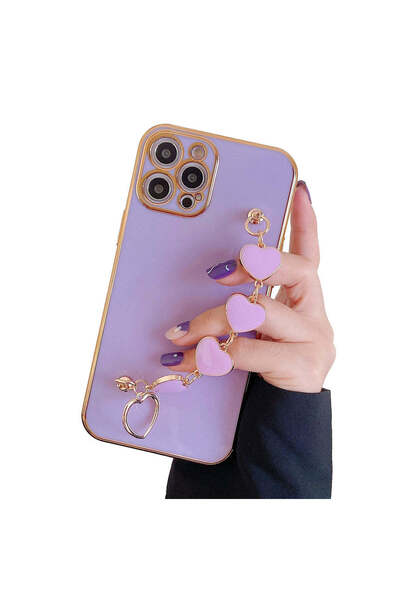 Generic Plating Plain Phone Case With Hand Strap Compatible With Apple iPhone...