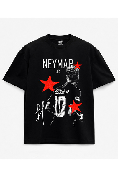 kun inaki Neymar Jr Baskılı Siyah Unisex Tişört