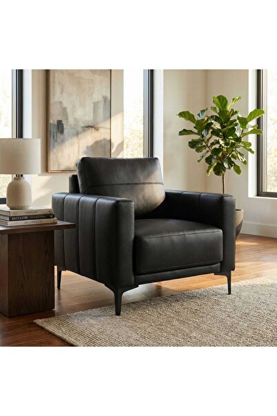 Arnohome Modern single chair with a geometric design, made of luxurious black...