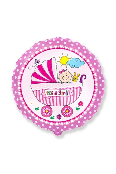 Flexmetal Round foil balloon stroller it's a girl 45 cm