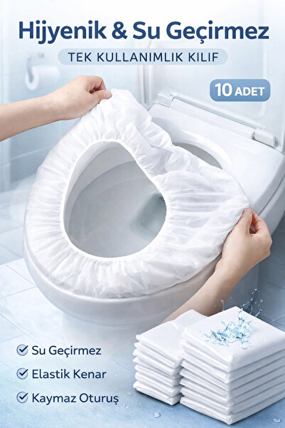 Tilbe Home 10 Adet Tuvalet Klozet Kapağı Kılıfı | Tek Kullanımlık Su Geçirmez...