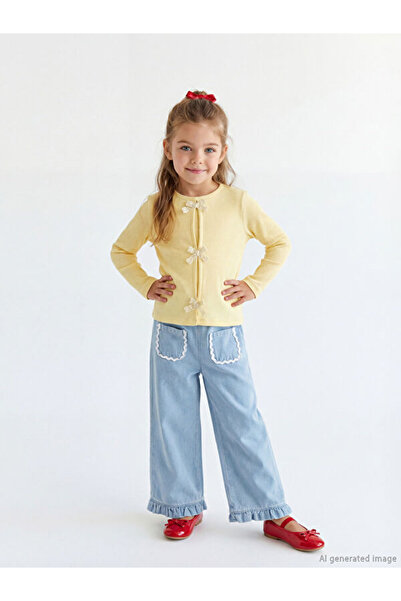 LC Waikiki Sparkling Choices by Shining Store Girls' Jean Pants with Waist Cord