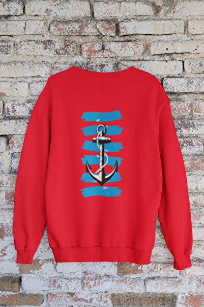 MG Anchor Blue Striped Printed Cotton Long Sleeved 3-Yarn Shardooned Unisex S...