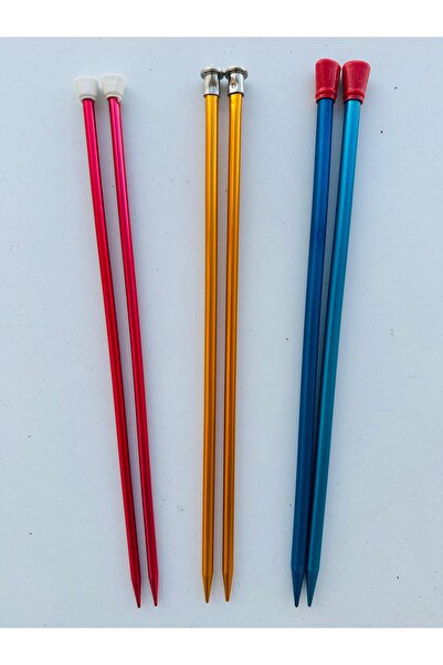 hobim42 35 Cm Renkli Titanyum Şiş Seti 3 Adet Kalın Numaralar No:7/8/10