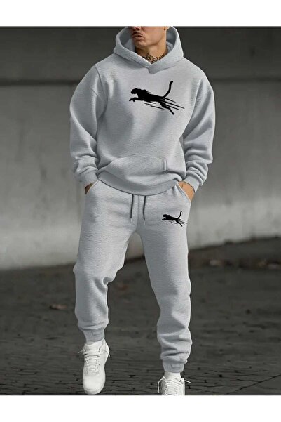 tkn your style Men's Alt Top Set Cheetah Print Design Hooded Sweatshirt