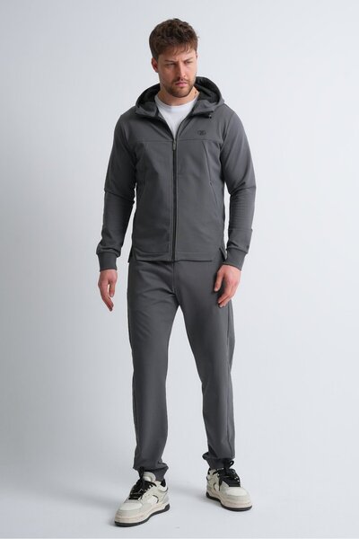Shooter Sportswear Men's Zippered Tracksuit Set with Hooded Hidden Pocket Det...